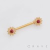 ENAMEL FLOWER ENDS 316L SURGICAL STEEL NIPPLE RING